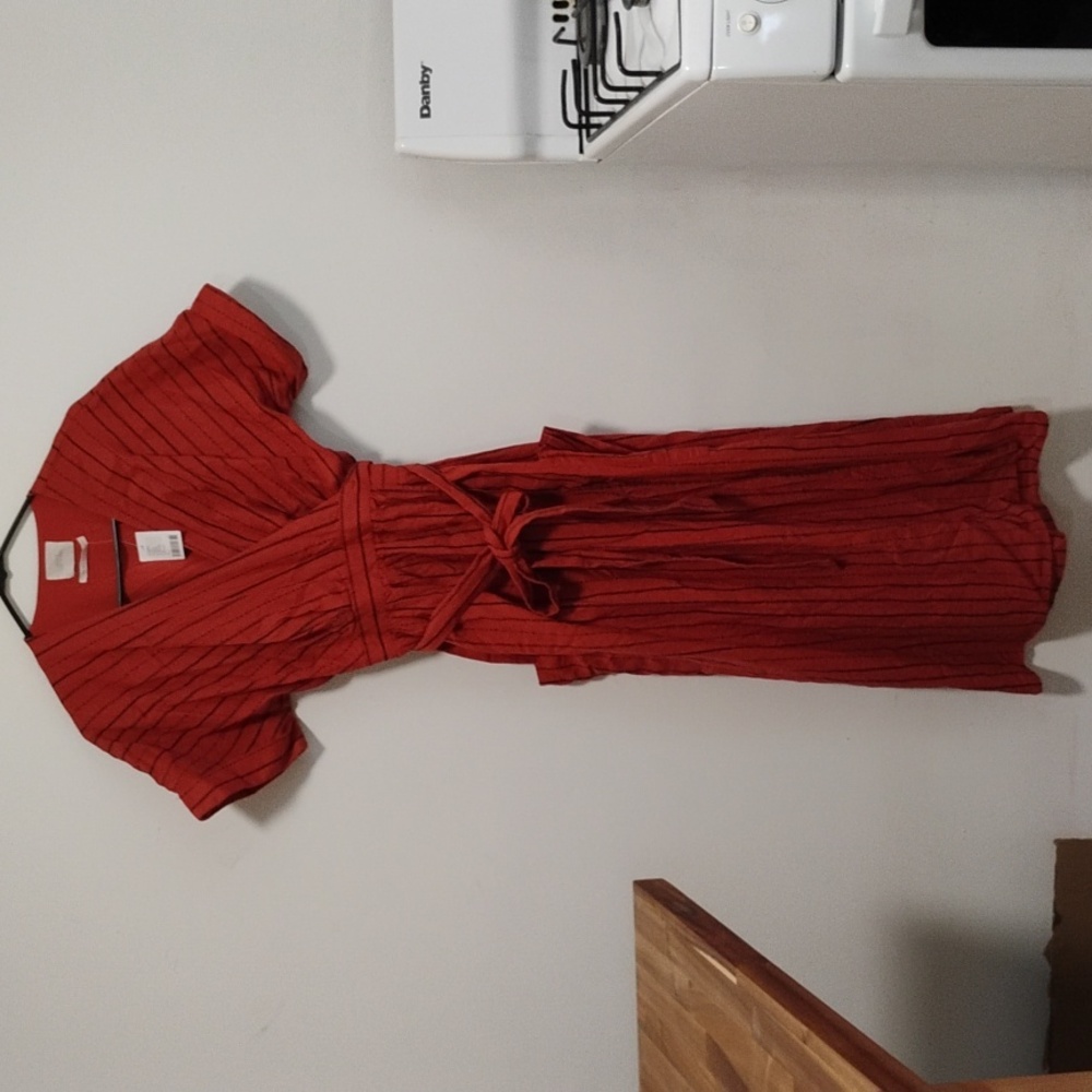 Urban Outfitters | Orange and Navy Terra Cota Maxi Wrap Dress | Women's S | NWT